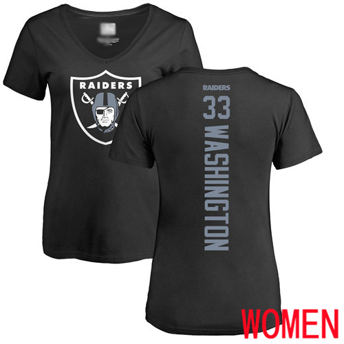 Oakland Raiders Black Women DeAndre Washington Backer NFL Football #33 T Shirt->women nfl jersey->Women Jersey